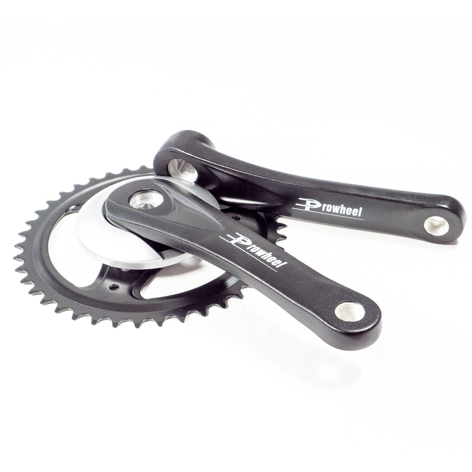 VARANEO Beachcruiser E-Bike crankset, black-silver, with chainring.